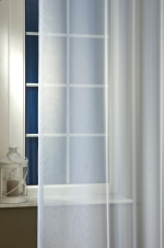 Organza, fényáteresztő függöny, méterárú, „Jég-kék Liliana 36“
