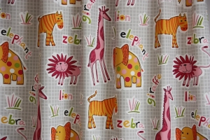 Gyermekmintás dekorációs függöny, méterárú, „Twister Zoo A25“