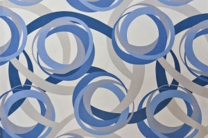 Záves dekoračný mertážový „modrasté kruhy“
