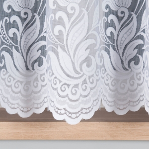 Fehér fényáteresztő függöny, méterárú jacquard alul borürrel hullám