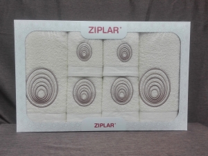 Ziplar 6 darabos kéztötrlő és törölköző set hímzése: “Espiral” árnyalata: krém
