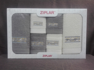 Ziplar 6 darabos kéztötrlő és törölköző set hímzése: “Viking” árnyalata: szürke