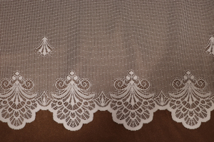 Rövid fehér, fényáteresztő függöny, méterárú Jacquard 22