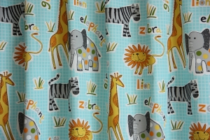 Gyermekmintás dekorációs függöny, méterárú, „Twister Zoo 08“