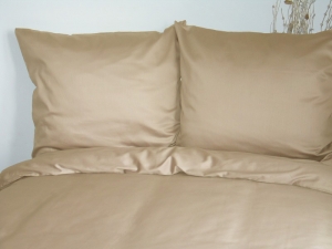 Pamut, szatén  ágyneműhuzat, bézs méreti: 70cm×90cm (1db) + 140cm×200cm (1db)