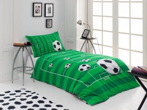  Gyermek Matějovský ágyneműhuzat, „Fotbal“ méretei: 70cm×90cm (1db) + 140cm×200cm (1db) utolsó db
