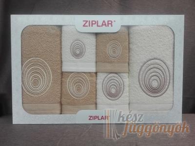 Ziplar 6 darabos kéztötrlő és törölköző set hímzése: “Espiral” árnyalata: bézs