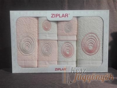 Ziplar 6 darabos kéztötrlő és törölköző set hímzése: “Espiral” árnyalata: barackszínű