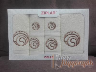 Ziplar 6 darabos kéztötrlő és törölköző set hímzése: “Ondas” árnyalata: krém