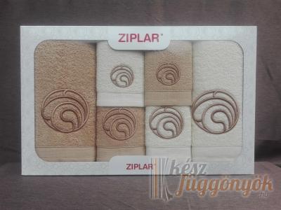 Ziplar 6 darabos kéztötrlő és törölköző set hímzése: “Ondas” árnyalata: bézs