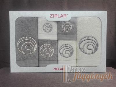 Ziplar 6 darabos kéztötrlő és törölköző set hímzése: “Ondas” árnyalata: szürke