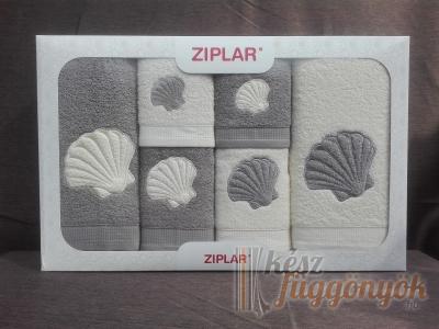 Ziplar 6 darabos kéztötrlő és törölköző set hímzése: “Concha” árnyalata: szürke