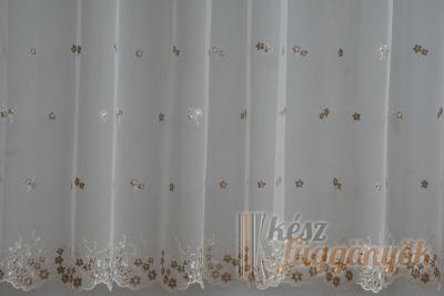 Tüll, fényáteresztő függöny, hímzett krém virágok 107cm magasságig méterárú „T/138/180/02“