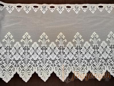Rövid, vitrázs, fehér fényáteresztő függöny, méterárú Jacquard kicsi