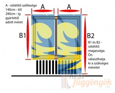 Könnyű-dekorációs függöny, méterárú, „Roman“, kék-sárga
