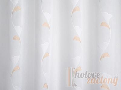 Záclona biela s bežovým vzorom metrážová voál DOLLY/180/02