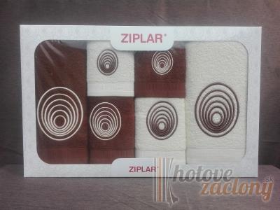 Ziplar súprava uterákov a osušiek s výšivkou: “Espiral” 6ks odtieň: hnedá