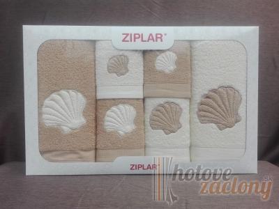 Ziplar súprava uterákov a osušiek s výšivkou: “Concha” 6ks odtieň: béžová