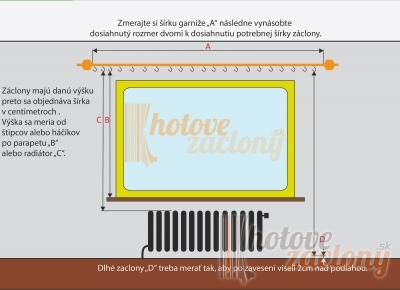 Záclona metrážová vitrážka „Galga“ biely vyšívaný batist so srdiečkový vzorom