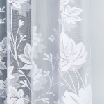 Záclona biela metrážová žakarová listy