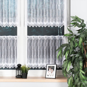 Fehér jacquard függöny lyukakkal – 120 cm magasság (méteres)
