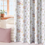 Dekoračná látka na závesy – biely podklad farebné kvety (metráž 160 cm)