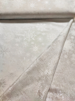 Vánoční látka bíly ubrus s motívem se střiborným vzorem, druhá strana střborný s bílym vzorem