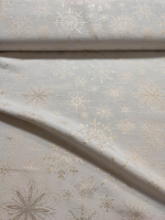 Vánoční látka bíly ubrus s motívem se střiborným vzorem, druhá strana střborný s bílym vzorem