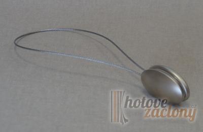 Magnetka ocelová na závěs nebo záclonu ve tvaru: ovál. odstínu: matní stříbro a rozměru: 35cm