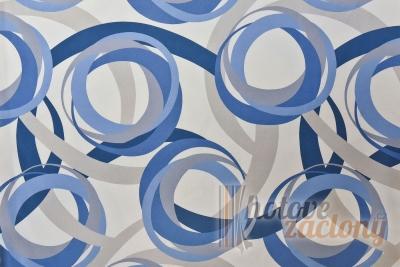 Závěs dekorační mertážový „modrasté kruhy“