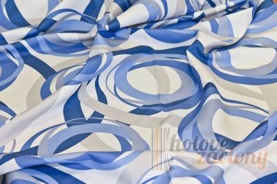 Závěs dekorační mertážový „modrasté kruhy“