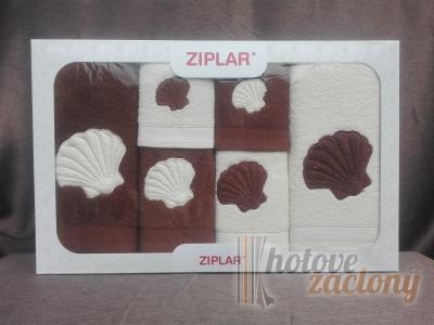 Ziplar souprava ručníku a osušky s výšivkou: “Concha” 6ks odstínu: hnědá