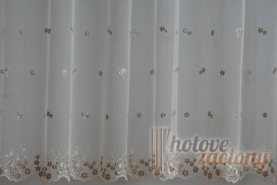 Záclona tylová metrážová krémová vyšívaný květiny do výše 107cm „T/138/180/02“