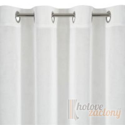 Záclona metrážová bílé sablé se zátežovým olůvkem „biela sivé pásy“