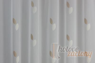 Záclona metrážová vzor hnedý voál se zátežovým olůvkem 