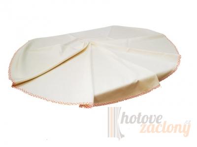 Okrouhlý dekorační obrus lemovaný Ø 140cm květy 03