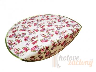 Okrouhlý dekorační obrus lemovaný Ø 90cm květy 05