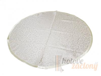 Okrouhlý dekorační obrus lemovaný Ø 75cm květy 07
