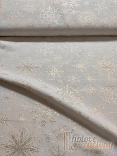 Vánoční látka bíly ubrus s motívem se střiborným vzorem, druhá strana střborný s bílym vzorem