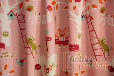 Závěs pro děti metrážový ružový „Medit Tree“