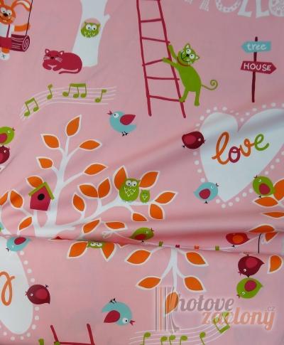 Závěs pro děti metrážový ružový „Medit Tree“