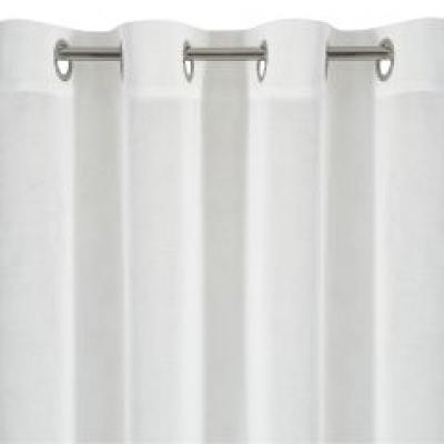 Záclona biela metrážová hustá s lankom, sivé pásy do výšky 45cm 