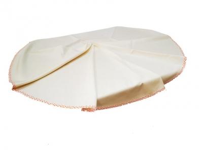 Okrúhly dekoračný obrus lemovaný Ø 140cm kvety 03