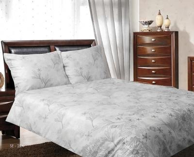 Obliečka saténová jednofarebná s jemným kvetmi sivobezovej farby rozmerov: 70cm×90cm (2ks) + 140cm×200cm (2ks)