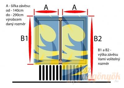 Könnyű dekorációs függöny, méterárú, „kékes körök“