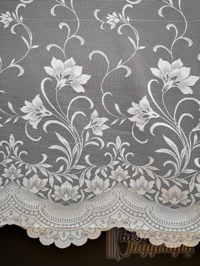 Rövid fehér, fényáteresztő függöny, méterárú Jacquard 25