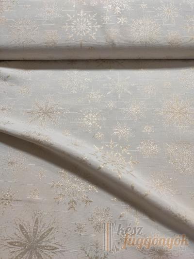 Karácsonyi anyag fehér terítő anyag ezüst mintás motívummal, a másik oldala ezüst, fehér mintával