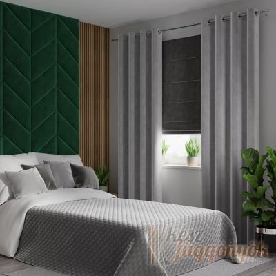 Készrevarrt, sötétítő függöny, „Velvio“ 2db sötét szürke körökre