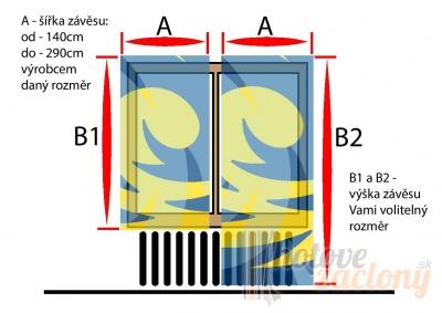 Záves dekoračný mertážový „modrasté kruhy“