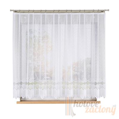 Modesta biela žakarová hotová záclona bez našitej riasenky